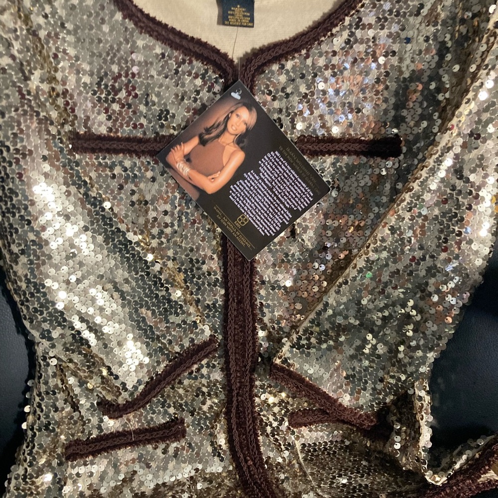 Vintage 80s gold sequin gold jacket brand new size Small